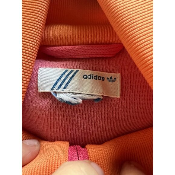 Adidas Y2K orange pink retro athleisure track jacket sz L streetwear 3 stripes - Picture 4 of 11